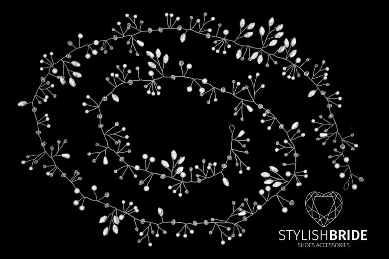 Bridal Long Shiny Crystal Hair Vine 1-1.5 meters, Hair Crystal Vine, Long Hair Accessories, Crystal Long Vine, Wedding Crystal Hairpiece image 2