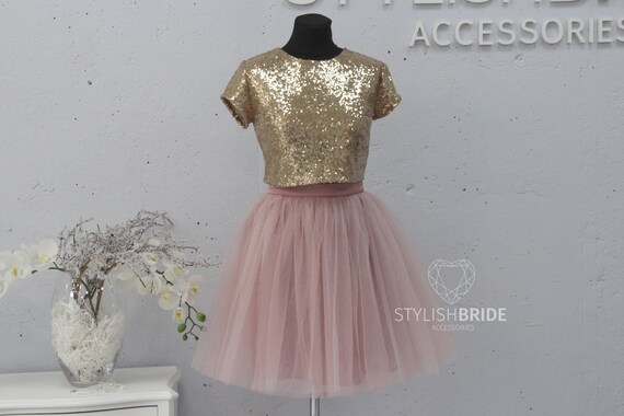 sequin top tulle skirt