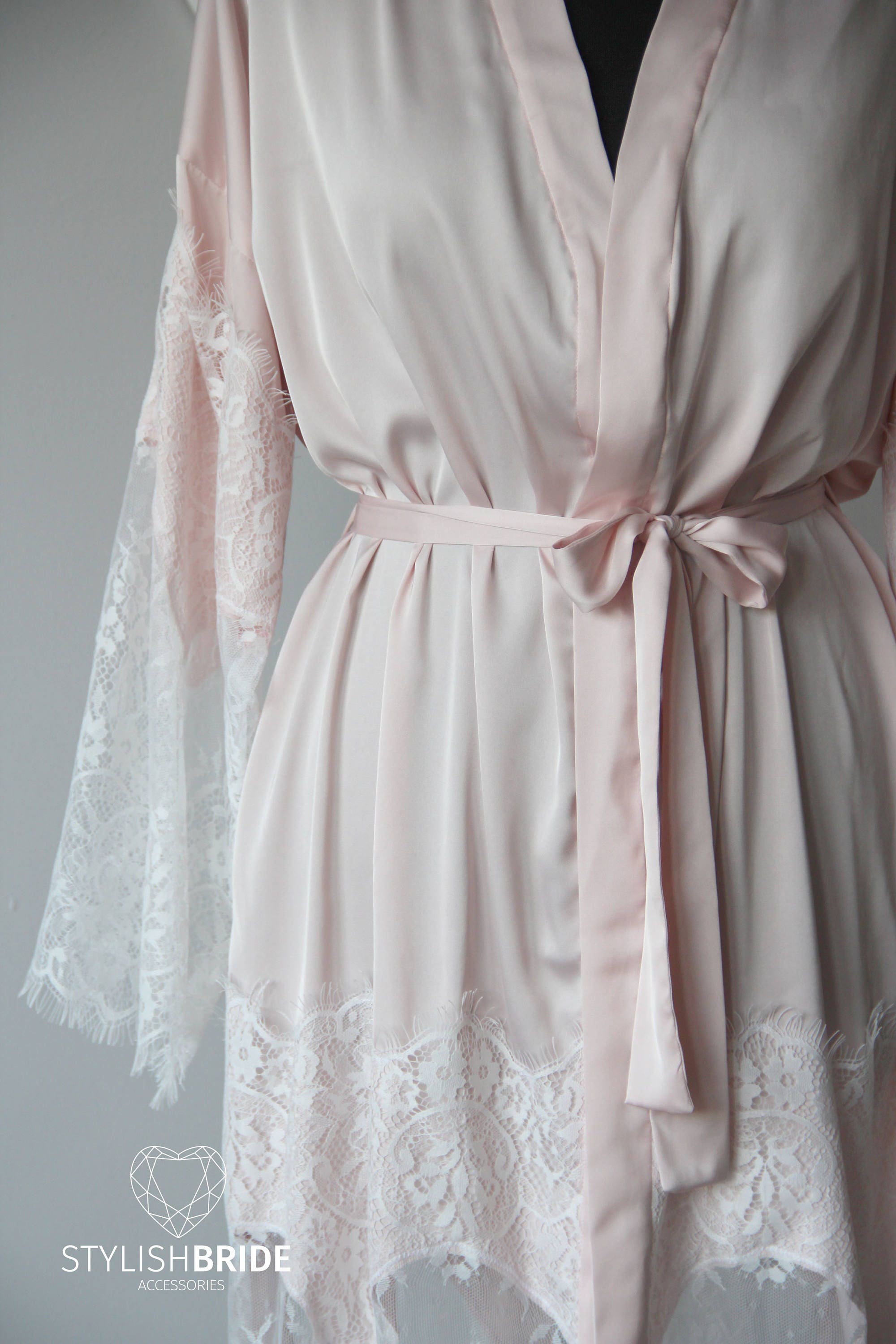 Tenderness Bridesmaids Silk Robes Bridal Silk Robe Lace Etsy