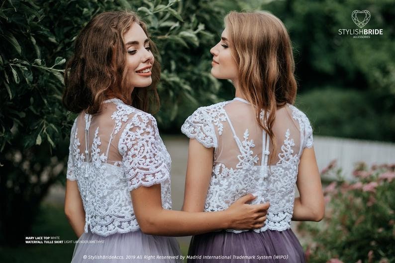 In stock Size XS all buttoned back Cap sleeves : Mary Lace Top White ready to ship #1316 bust 85 cm33.5 in
