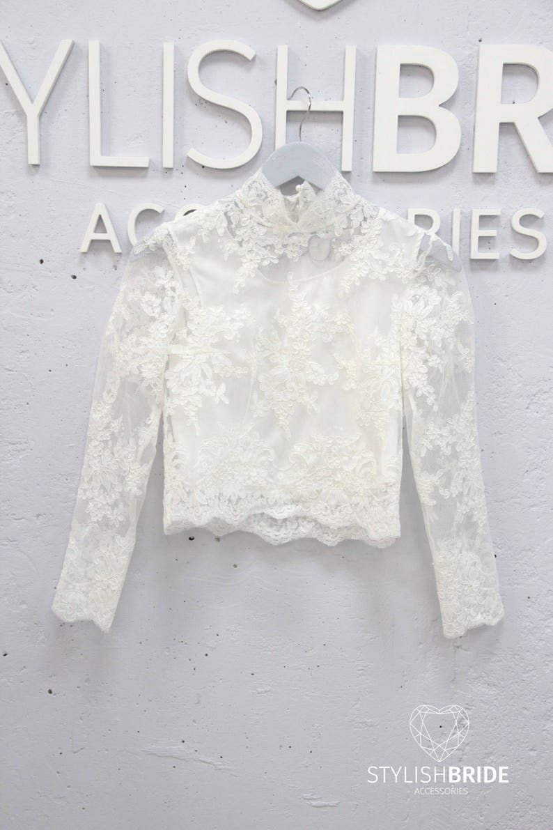 Belle High Neck Lace Crop Top Long Sleeves White Lace Crop Top Etsy