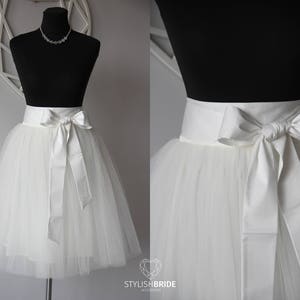 Ivory Wedding Tulle Skirt Silk Sash Bow, Ivory Tulle Skirt Bridal, Women Tulle Skirt, Princess Skirt, Wedding Tulle Skirt, Bridesmaids skirt