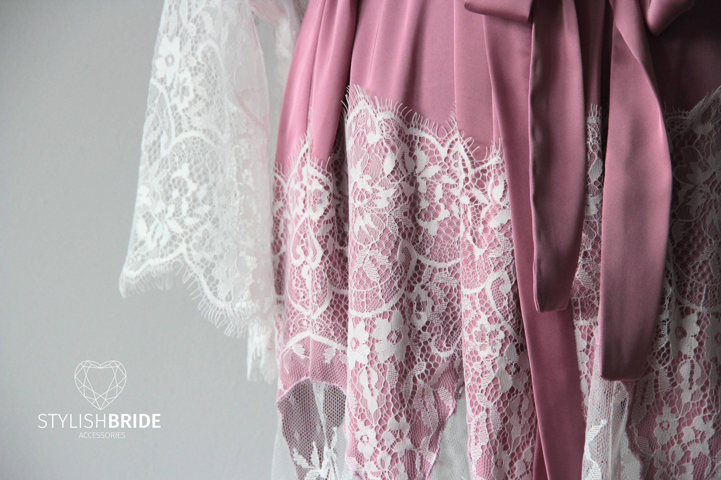 Pink Gardenia Bridal Silk Robe With Lace Silk and Etsy