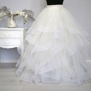 Ivory Swan Wave Wedding Tulle Skirt , Bridal Ivory Prom Tulle Skirt Party, Engagement Ivory Tulle Skirt Floor length