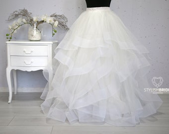 Ivory Swan Wave Wedding Tulle Skirt , Bridal Ivory Prom Tulle Skirt Party, Engagement Ivory Tulle Skirt Floor length