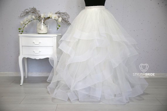 Layered ivory tulle skirt top