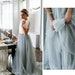 Boho tulle wedding separates, Bridesmaid dresses, Bridal two pieces dress, bridesmaid skirt with top, Plus size dusty blue tulle skirt 