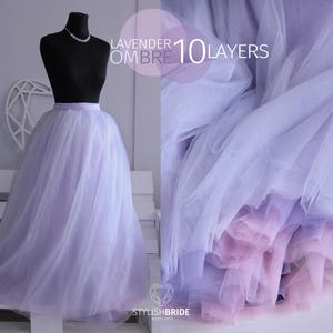 Storm Ombre Super Lush Wedding Tulle Skirt Lavender Tulle Skirt Bridal, Women Tulle Skirt, Princess Skirt, Bridesmaid Lavender Tulle Dress