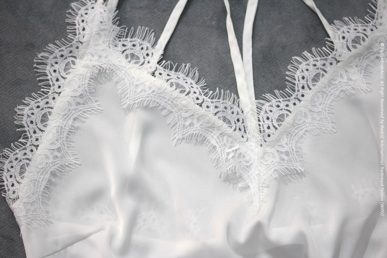 Wedding pajamas lace silk set, bridal pajama set, bridesmaids pajamas, bride silk lace top and shorts image 3
