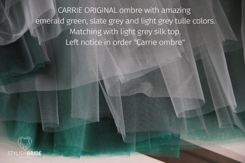 Storm Ombré Skirt Leaf Green 7 Layers Super Puff exclusive handmade layers, Prom Dress Tulle Skirt, Tulle Skirt Christmas image 4