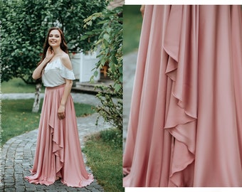 70+ colors Silk skirt with ruffles, silk skirt for bridesmaids, floor silk skirt | Esme silk skirt & Anna silk top