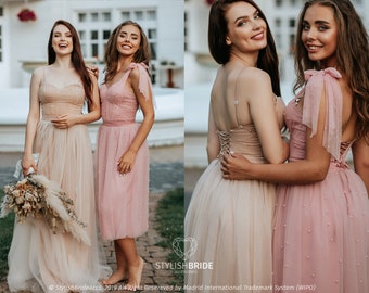 Ariel Mix & Match Pearls Tulle Separates: Pearled or Solid Tulle Skirts and Ariel Tulle Bustiers, available in Plus Sizes