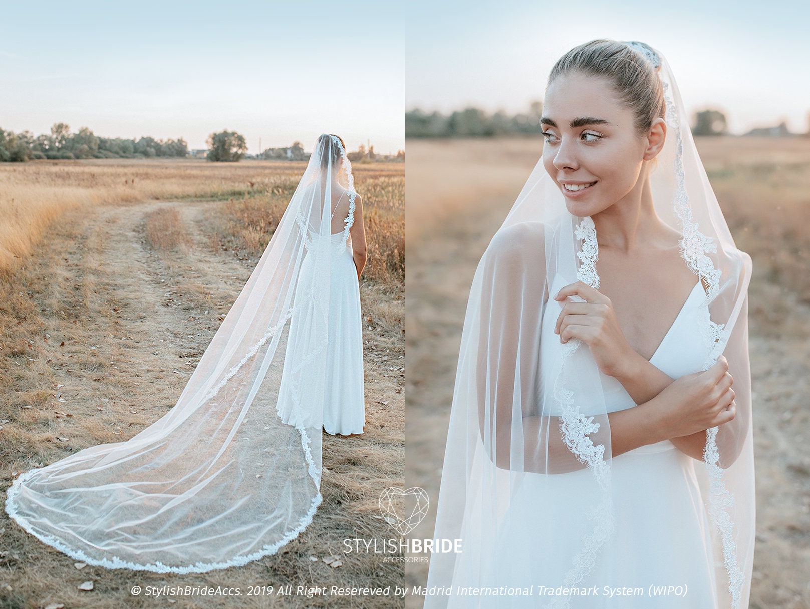 lace trim veil