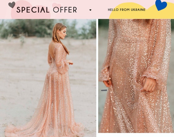 Mermaid Rose Gold Bridal Dress Sequin 