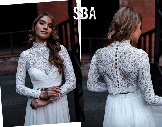 high neck bridal top