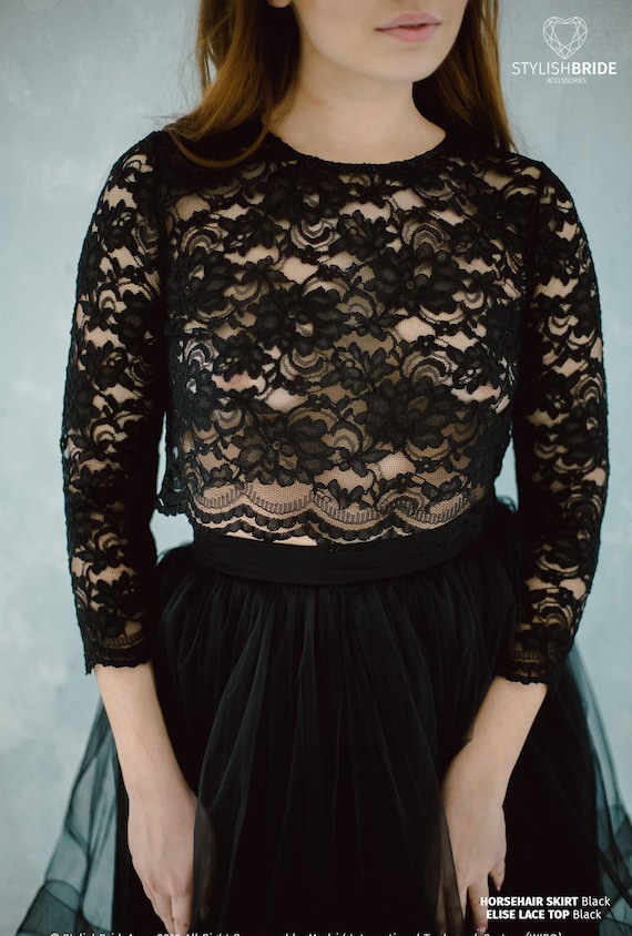 Black lace long sleeve best sale