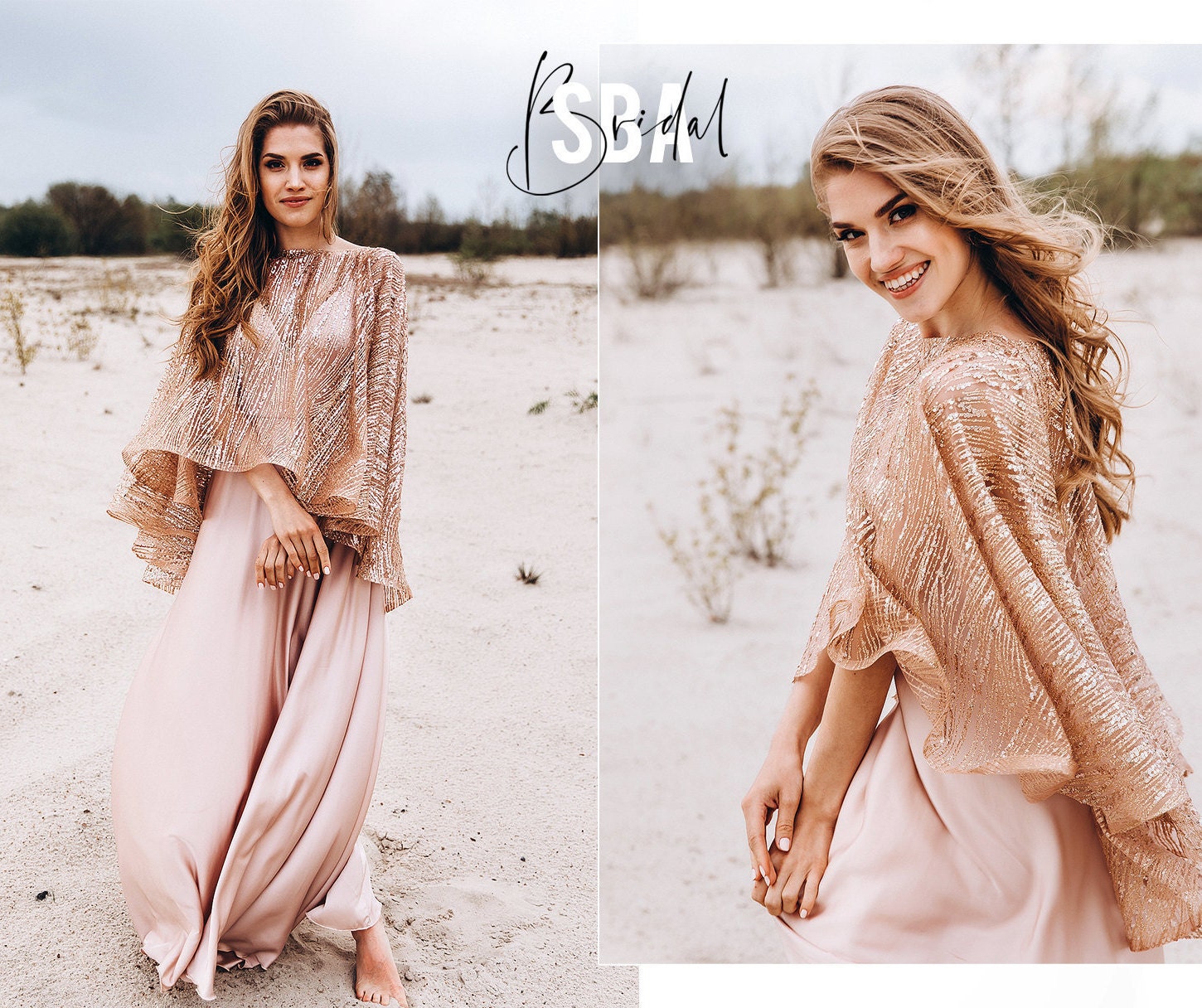 Rose Gold Wedding Cape Glitter Wedding Cover Up Rose Gold photo