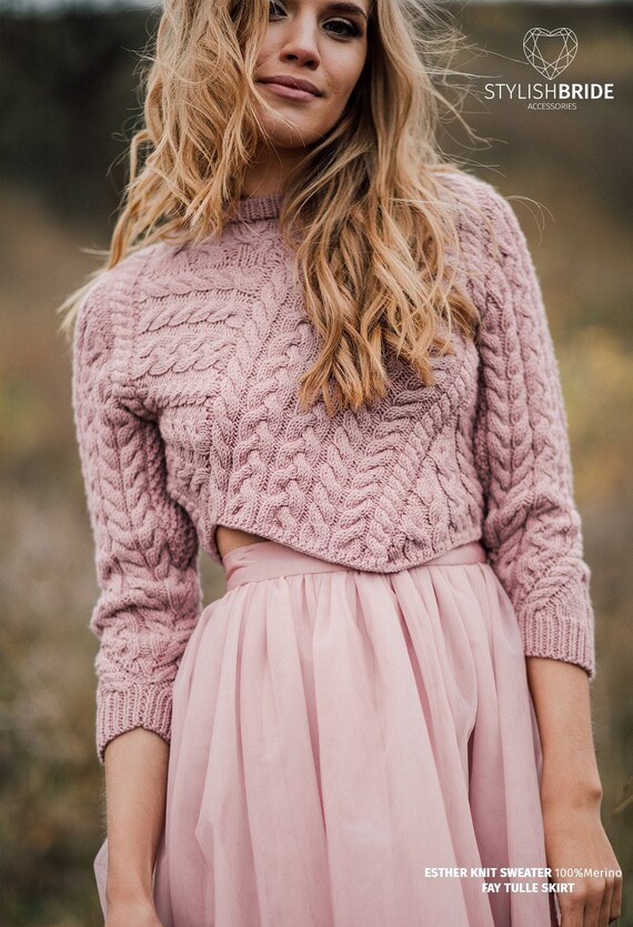 Knitted Merino Wool Sweater, Hand Knitted Sweater, Boho Engagement