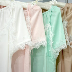Wedding pajamas lace silk set, bridal pajama set, bridesmaids pajamas, bride silk lace top and shorts image 5