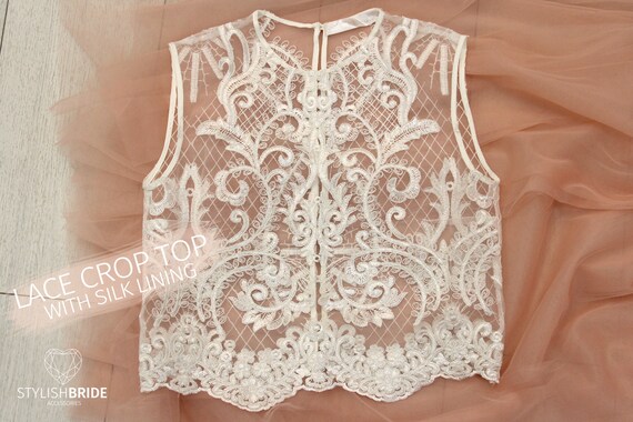 ivory lace crop top bridesmaid
