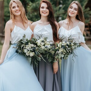 Silk Bridesmaid Tops: Lara Ruffle Sides/Anna Transformer and Katie Thin Straps available in Plus Sizes image 5