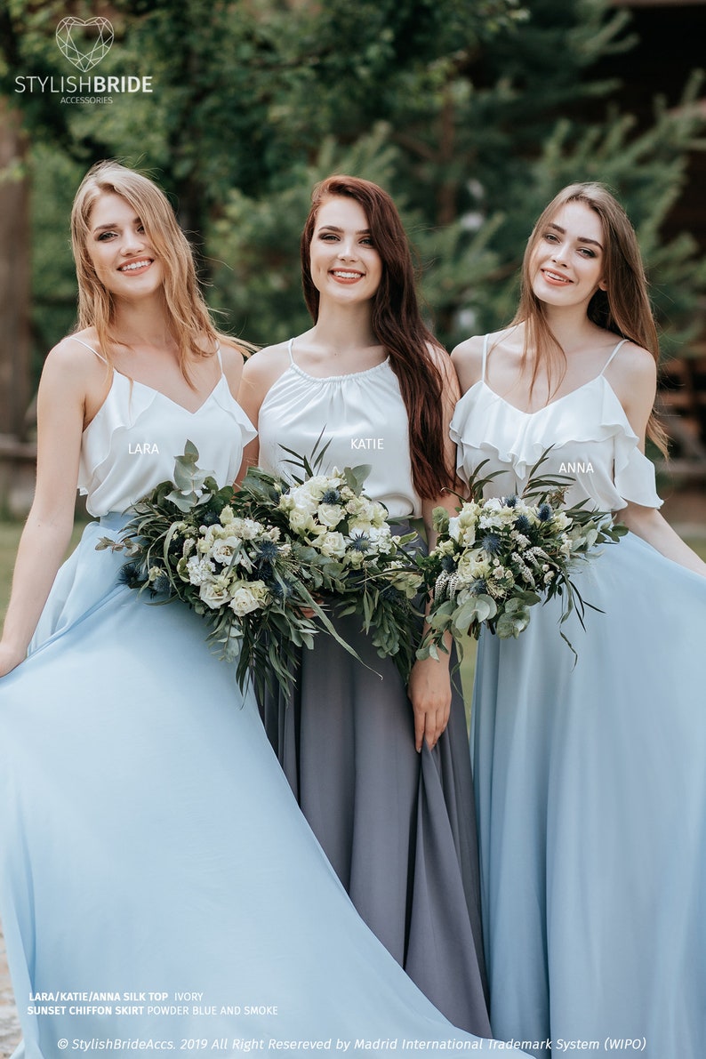 Silk Bridesmaid Tops: Lara Ruffle Sides/Anna Transformer and Katie Thin Straps available in Plus Sizes image 5
