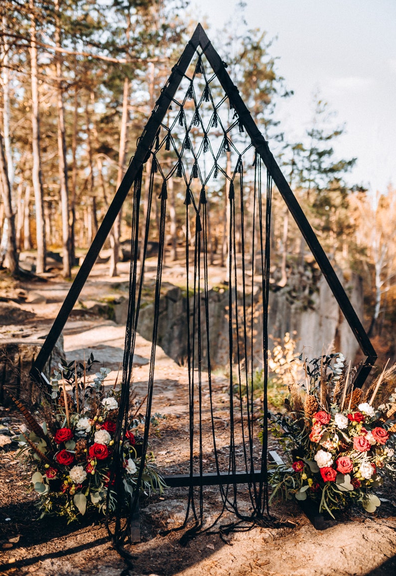 NEW 2024 Black Pentagon Wedding Arch, Geometric Gothic Wedding Arch, Diamond Shape Boho Black Wedding arch, Wooden Black wedding arbor image 8