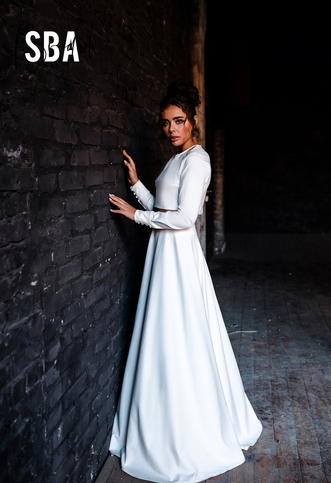 Jersey Cold-Weather Bridal Separates Cotton Wedding dress | Etsy