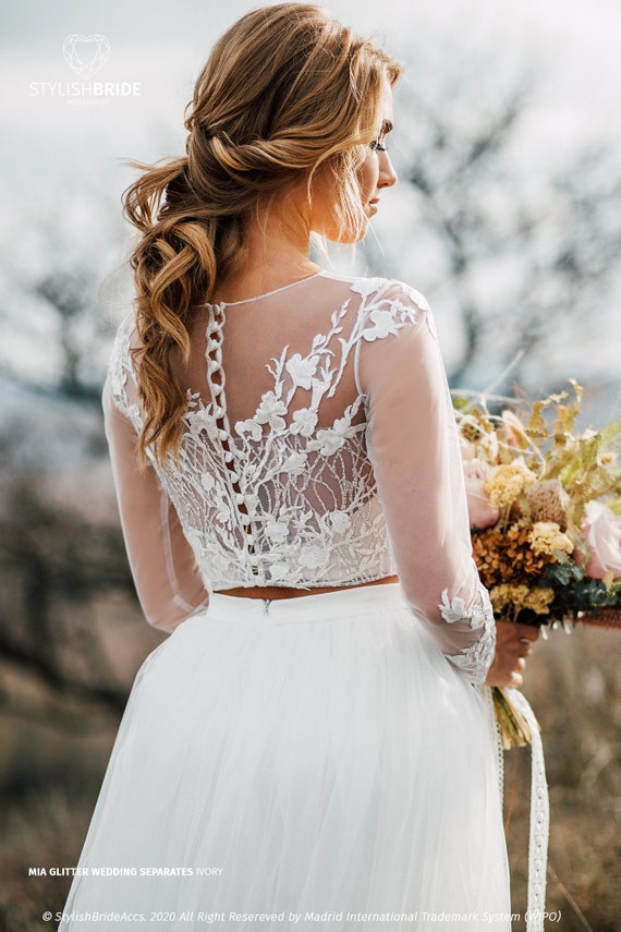 lace and glitter wedding dress