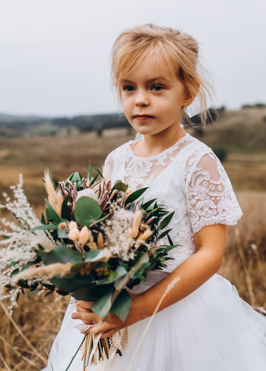 Flower Girl Lace Crop Top, White/ivory Girl Toddler Lace Blouse Silk