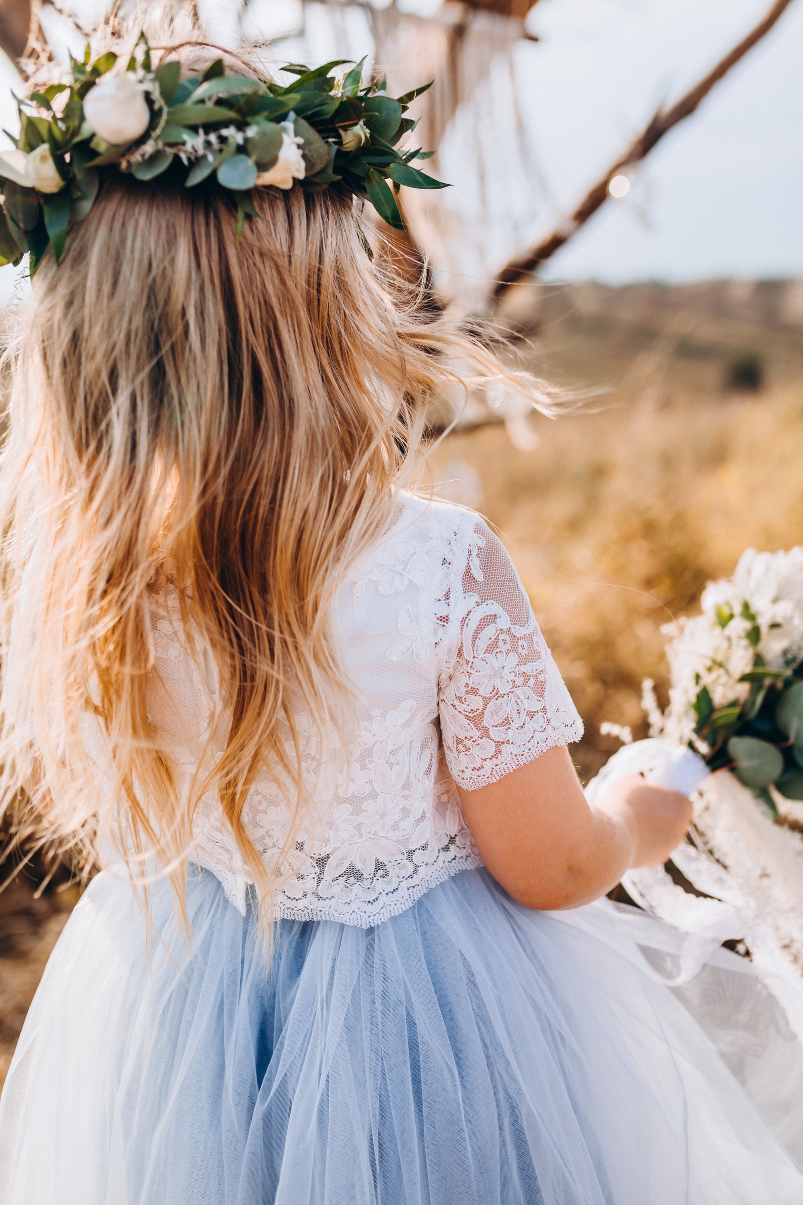 Ombre Dusty blue & indigo flower girl dress flower girl blue Etsy