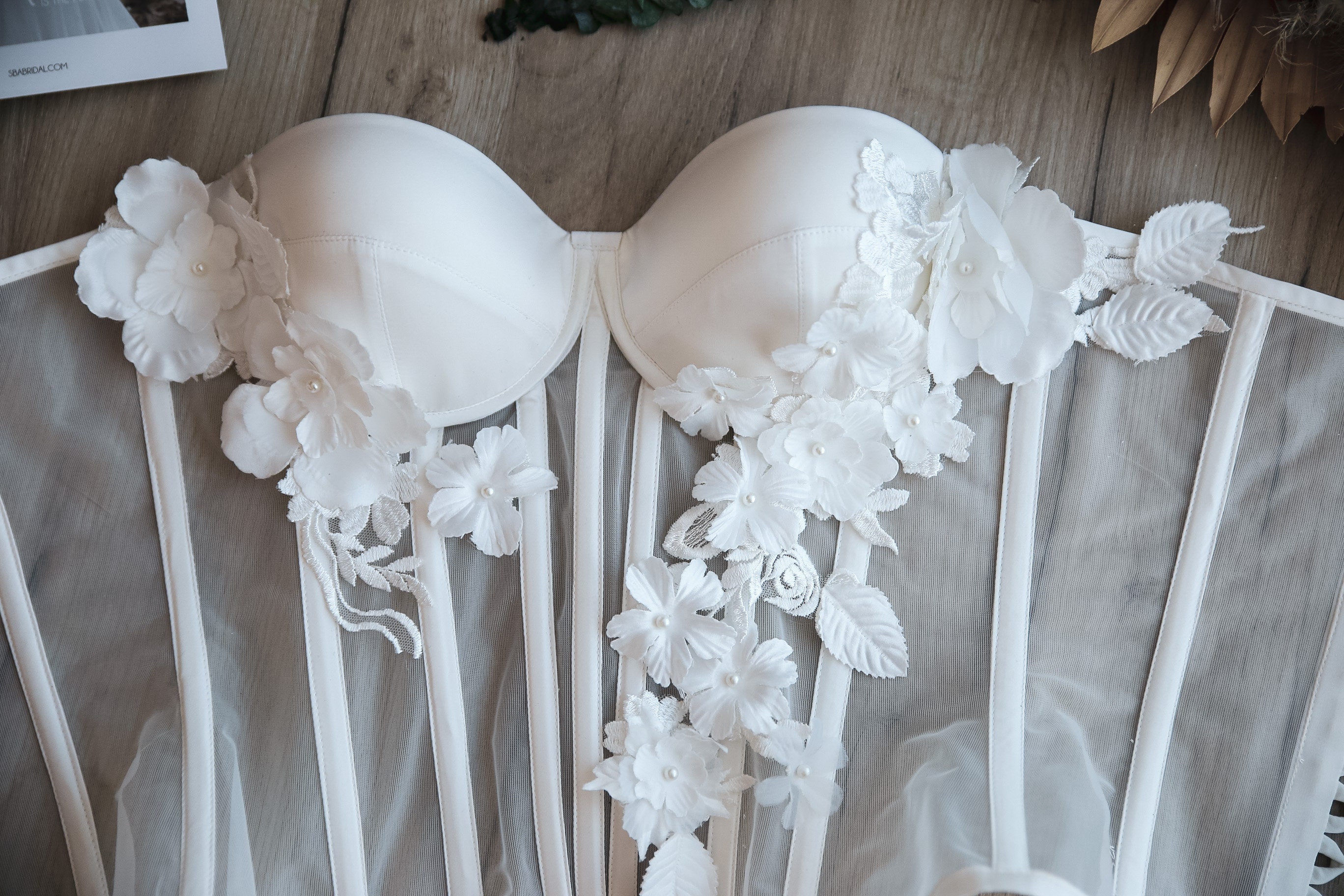 3D FLORAL Ivory Corset With Cups and Flowers Bridal Corset Etsy Canada