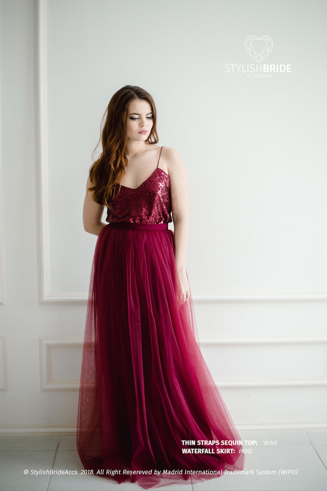 Wine Sequin Tulle Dress Tulle Dress for Bridesmaids With Wine - Etsy