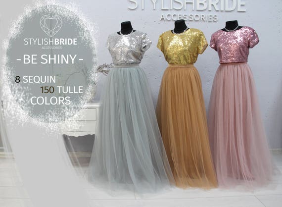 sequin top tulle skirt