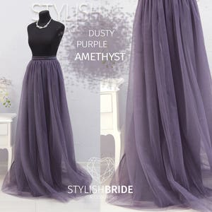 Amethyst Dusty Purple Long Tulle Skirt Casual Floor length Women's, Tulle Skirt Bridal, Women Tulle Skirt, Bridesmaids Long Tulle Skirt