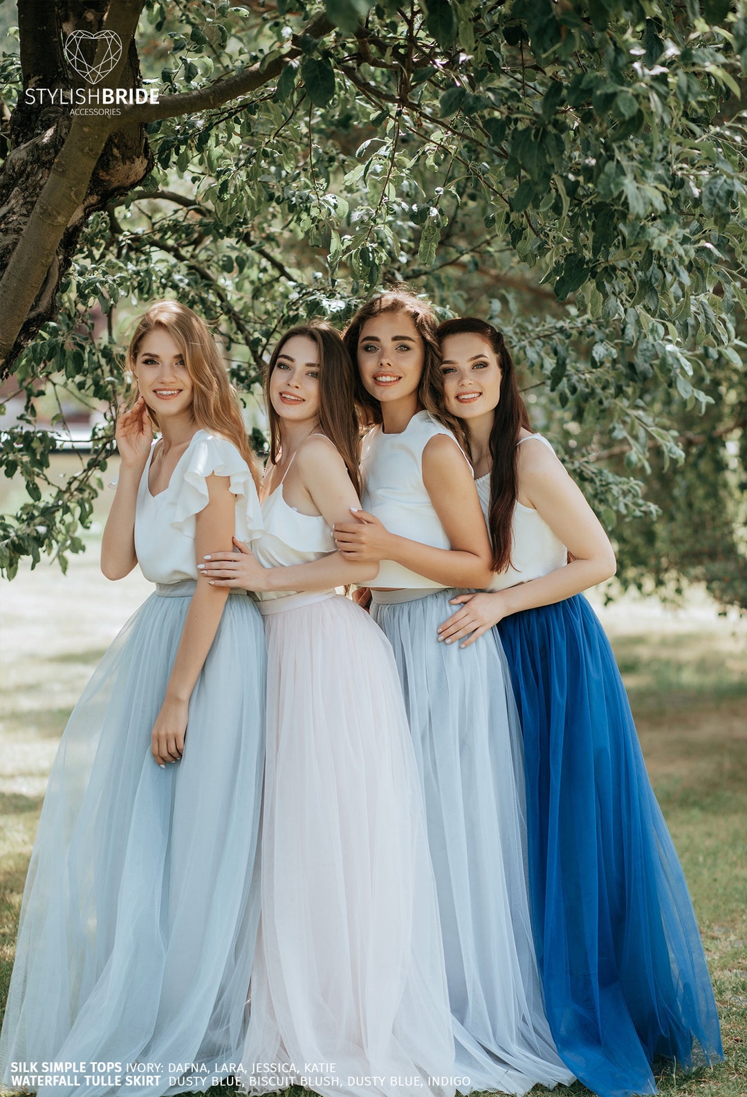 Simple Bridesmaids Separates Color Palette Blue Pink: Mix - Etsy