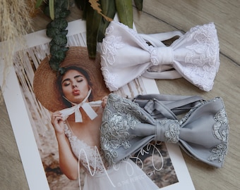 In stock Bow ties with lace- ready to ship #2088