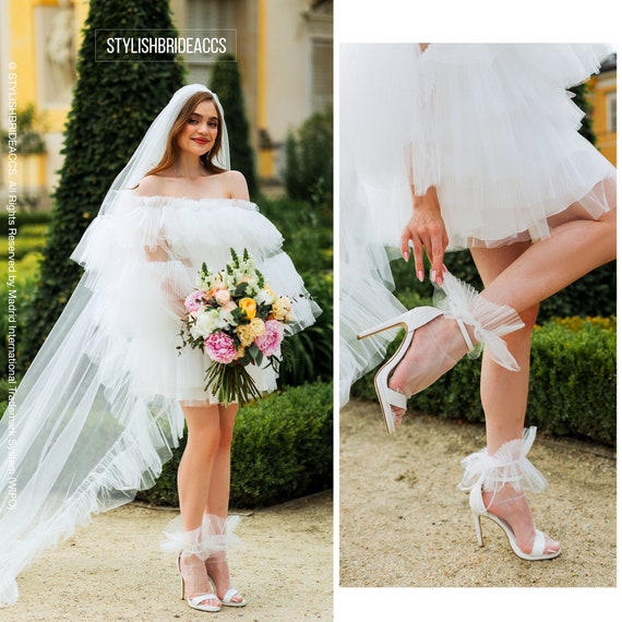 Wonder Me Pleated Tulle Dress Fluffy Short Wedding Set Consist of 4 Pcs Pleated Tulle Skirt Tulle Top Tulle Veil Socks With Ruffles Etsy UK