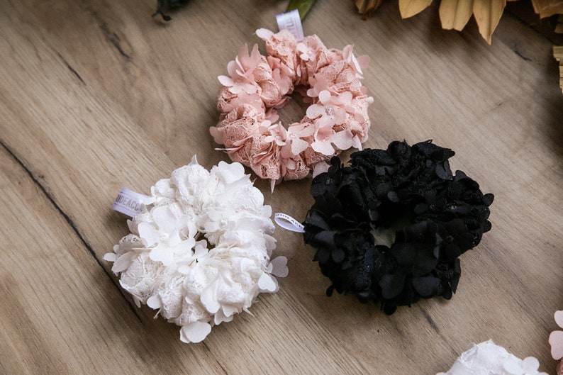 New Blossom tender scrunchy, hair accessories, flower hair bow tie, Christmas gift for her image 3