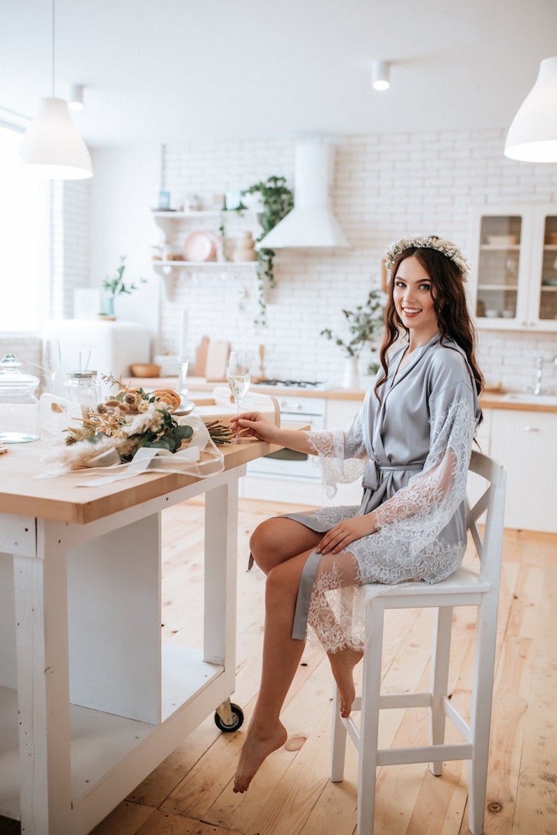 f and f grey silky robe