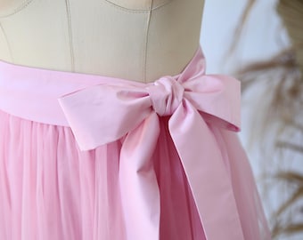 Silk Satin Sash. 70+ Color Palette. Bow for Skirt. Satin Belt Sash. Long Waistband Sash. Bright Pink Belt. Pink Rose Sash for Bridal skirt