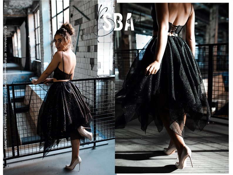 short glitter dress party black separates KAREN Glitz tea length glitter skirt 27 colors glitter prom black dress sparkle black dress