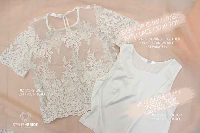 29 Colors Mary Lace Top With Sleeves White Ivory Blush Pink - Etsy