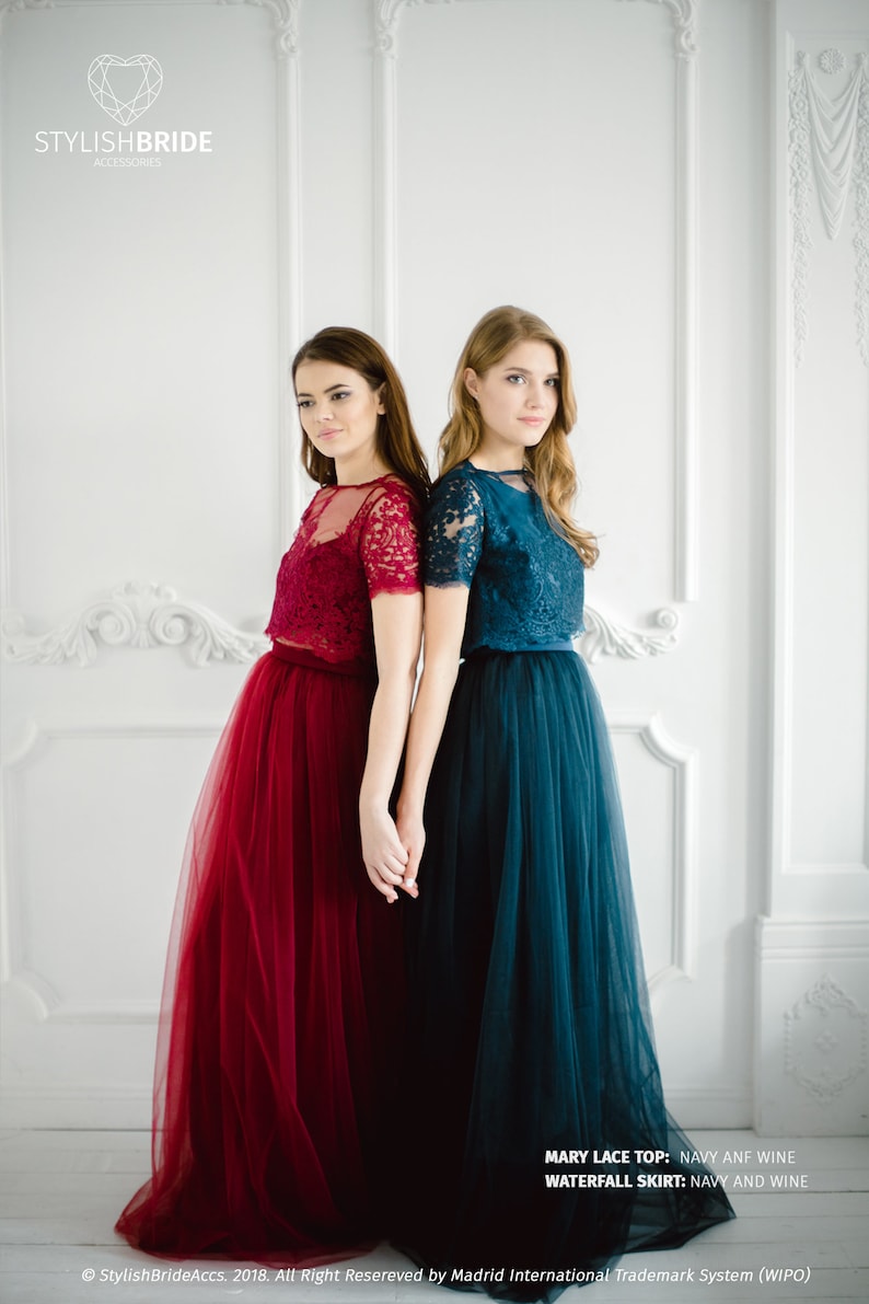 Wine and Navy Palette Bridesmaids Lace Mary Dress Long Wine - Etsy Canada