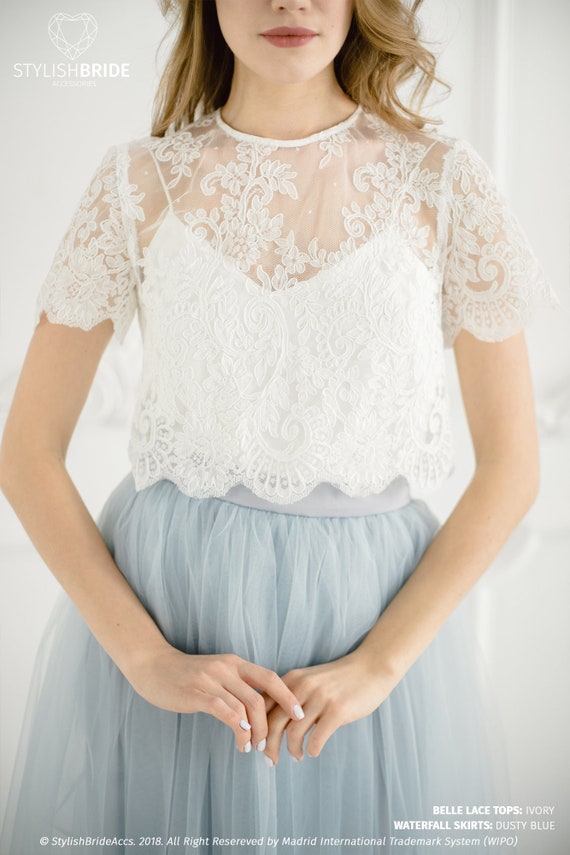 white lace crop top wedding