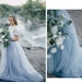 Dusty Blue & Indigo Storm Ombre Wedding Tulle Skirt, Ombre Blue Tulle Skirt Bridal Dress, Rustic  Engagement Ombre Skirt,  Wedding 