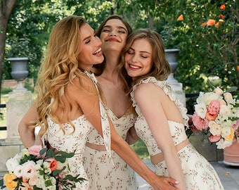 Chiffon Damigella Abiti Da Damigella D'onore In Chiffon Con Spalle