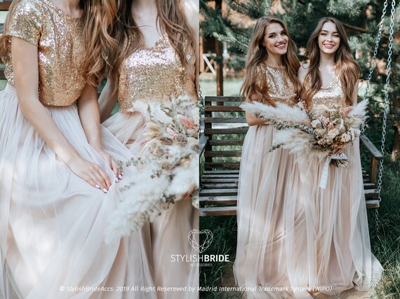 gold sequin tulle dress