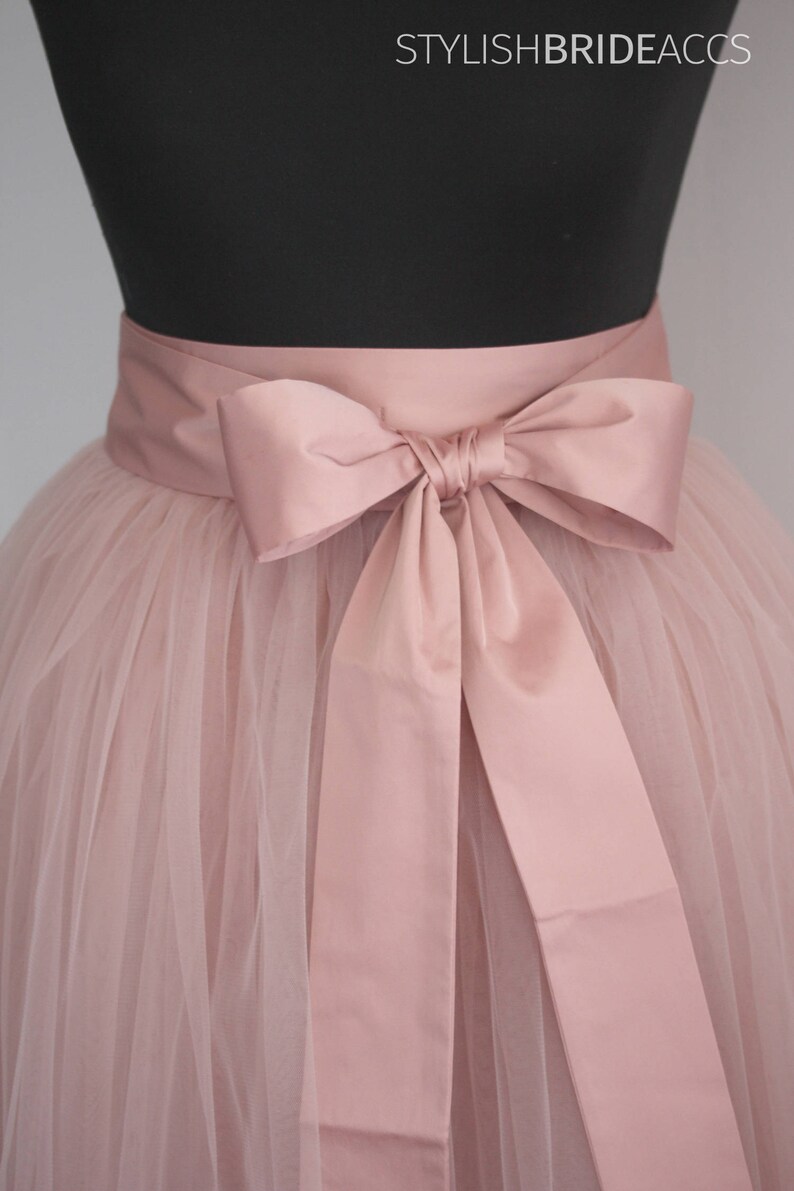 70 colors Silk Sash, Silk Satin Bow Tulle Skirt Matching 38 Colors of Silk Blush Pink Blue Green White Ivory Yellow Purple Lavender image 4