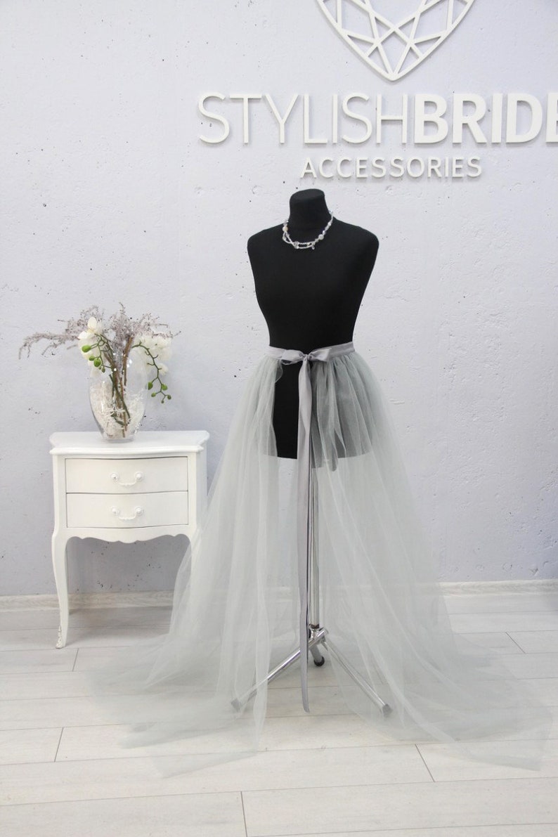 Dream Dress /& Overskirt in Light Grey Engagement Simple Tulle Dress Sweetheart Strapless Tulle Maxi Dress Simple tulle bridesmaid dresses